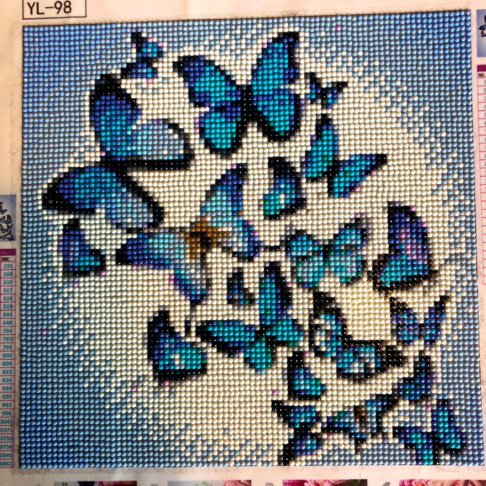 DIY completed rhinestone picture- Butterflies